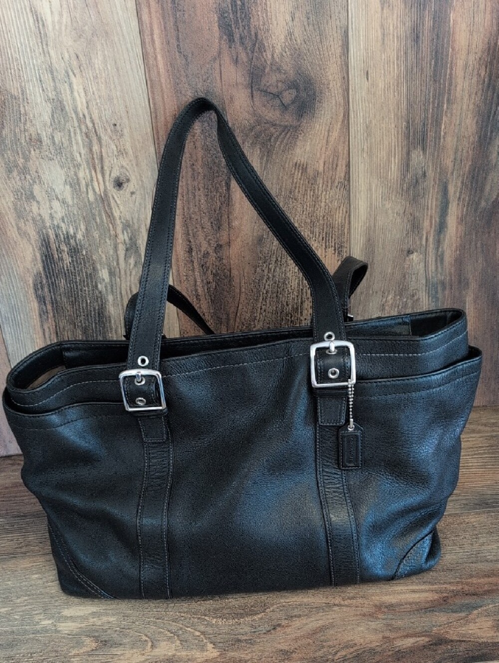 Coach F10288 Hampton Large Black Leather Shoulder Tote      M418 - Picture 2 of 8